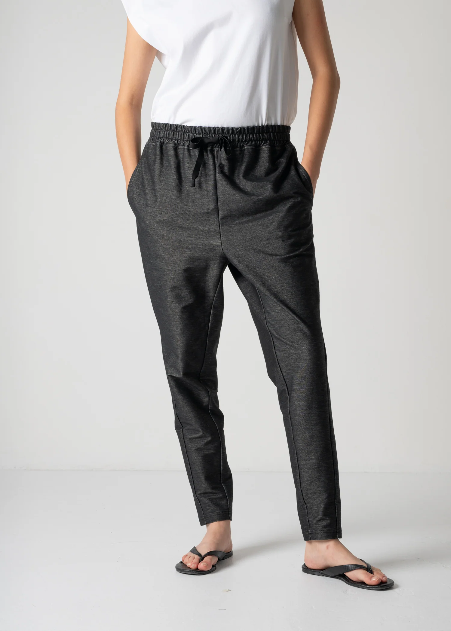 14 ALEXA TROUSERS / LIGHT DENIM-LOOK JERSEY - C12 - Image 9
