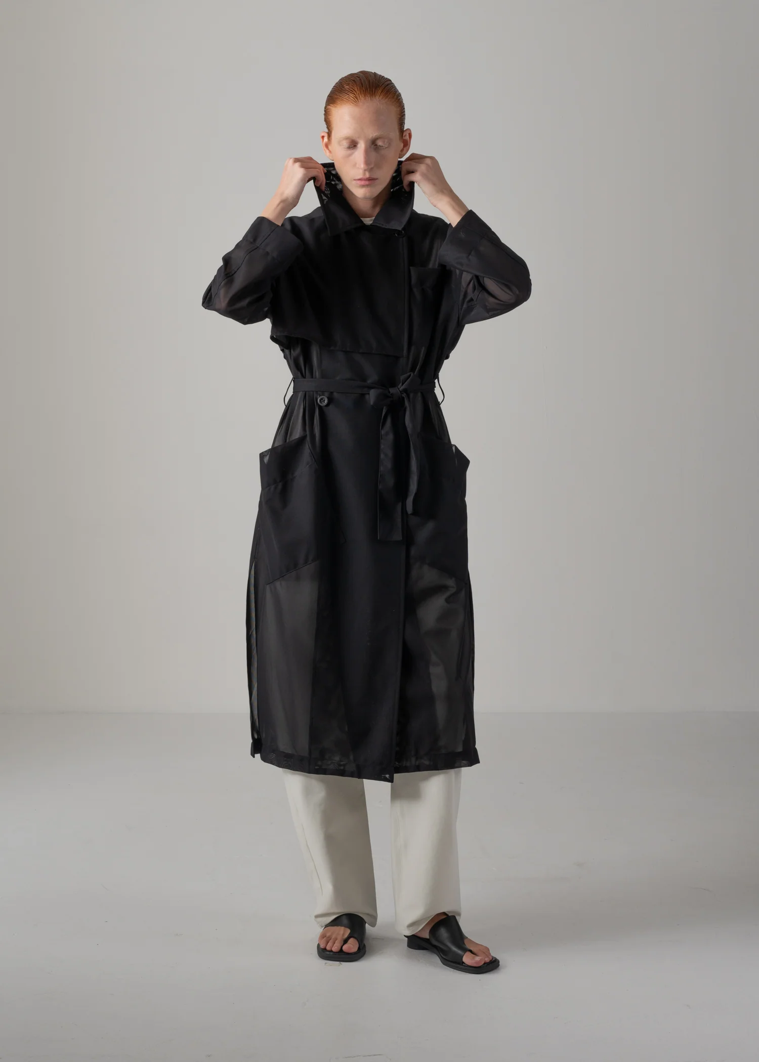 03 DOMINIQUE TRENCH COAT / SHEER RUSSELL JERSEY - C14