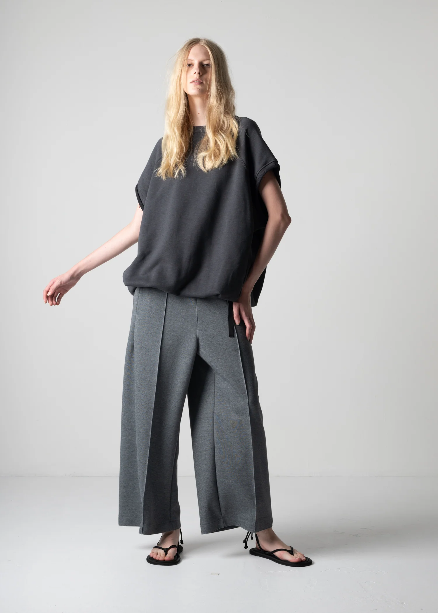 13 GENEVA WIDELEG TROUSERS / DOUBLE AIR COTTON BLEND JERSEY - C12 - Image 18