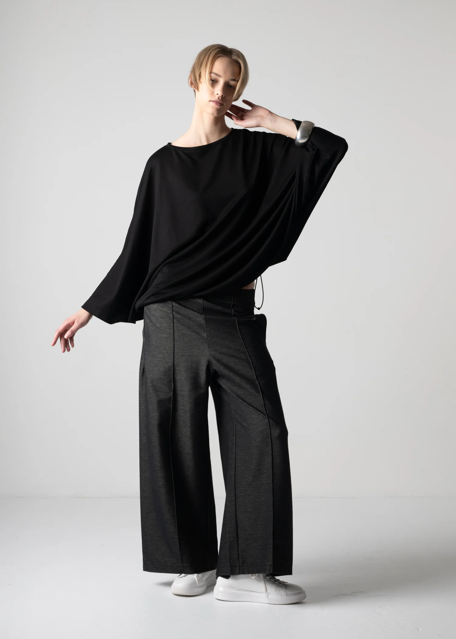 15 GENEVA WIDELEG TROUSERS / LIGHT DENIM-LOOK JERSEY - C12 - Image 2