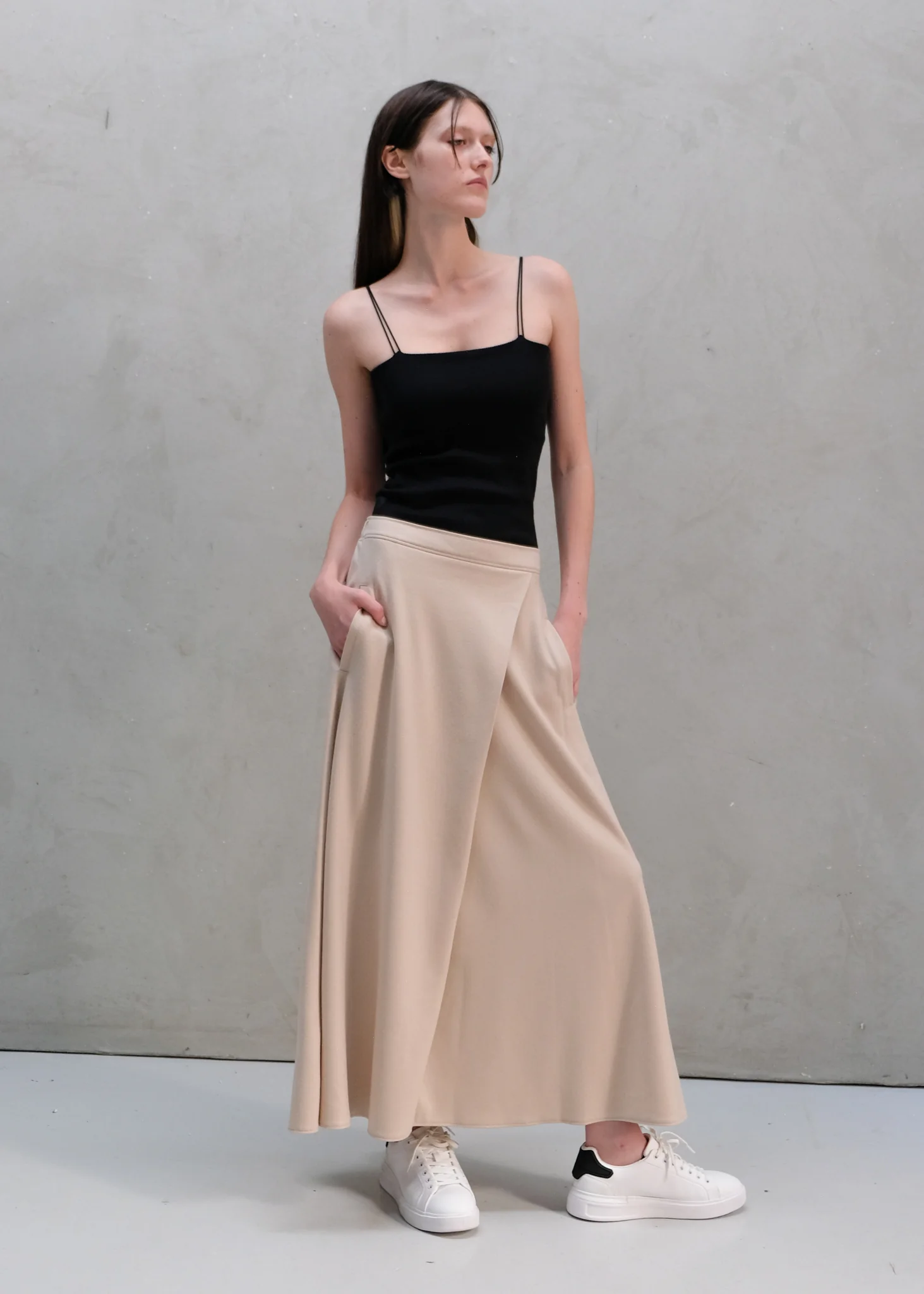 HALO SEMI-FLARE SKIRT / WOOL MILLED JERSEY - C9 - Image 13