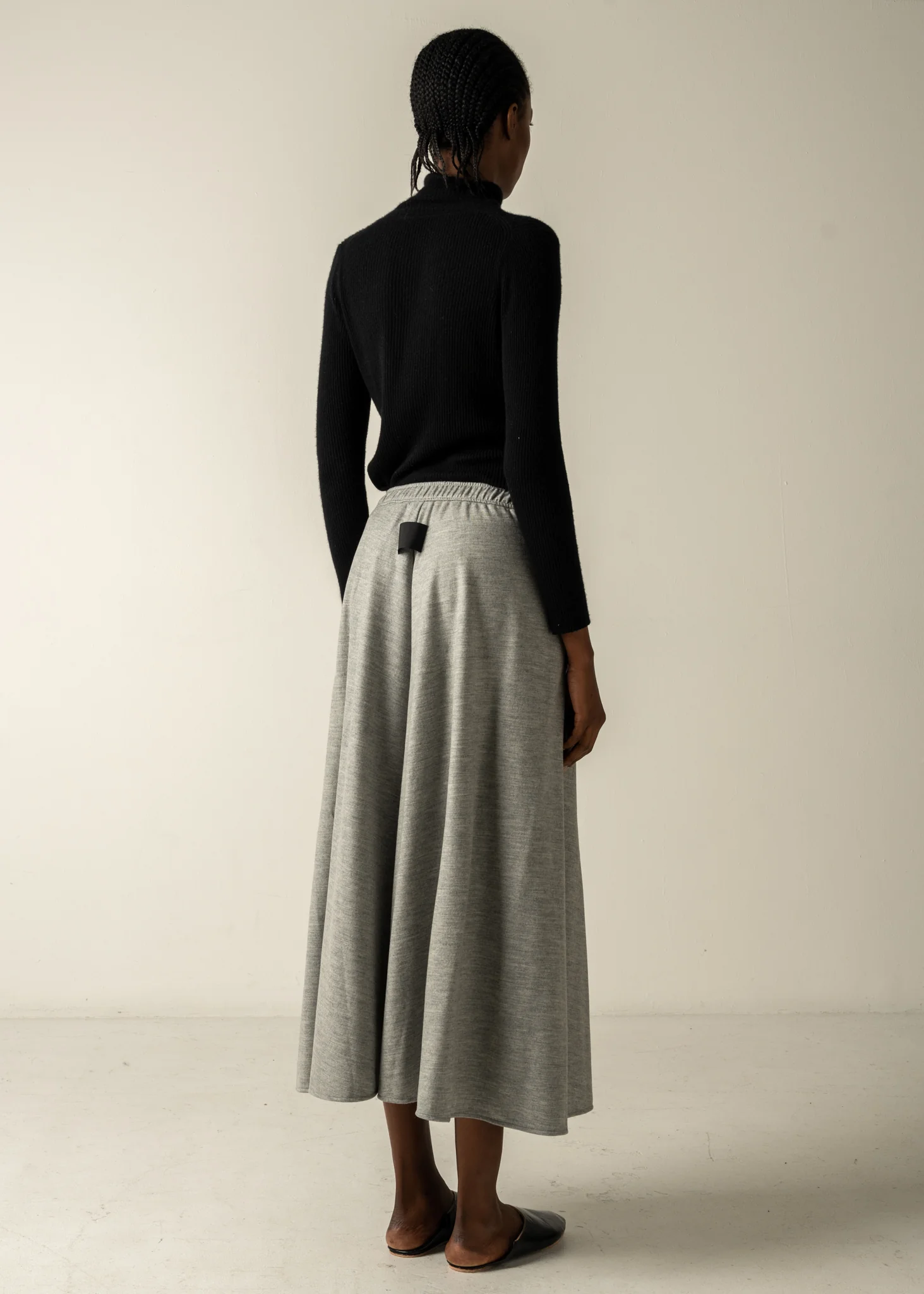 HALO SEMI-FLARE SKIRT / WOOL MILLED JERSEY - C9 - Image 3