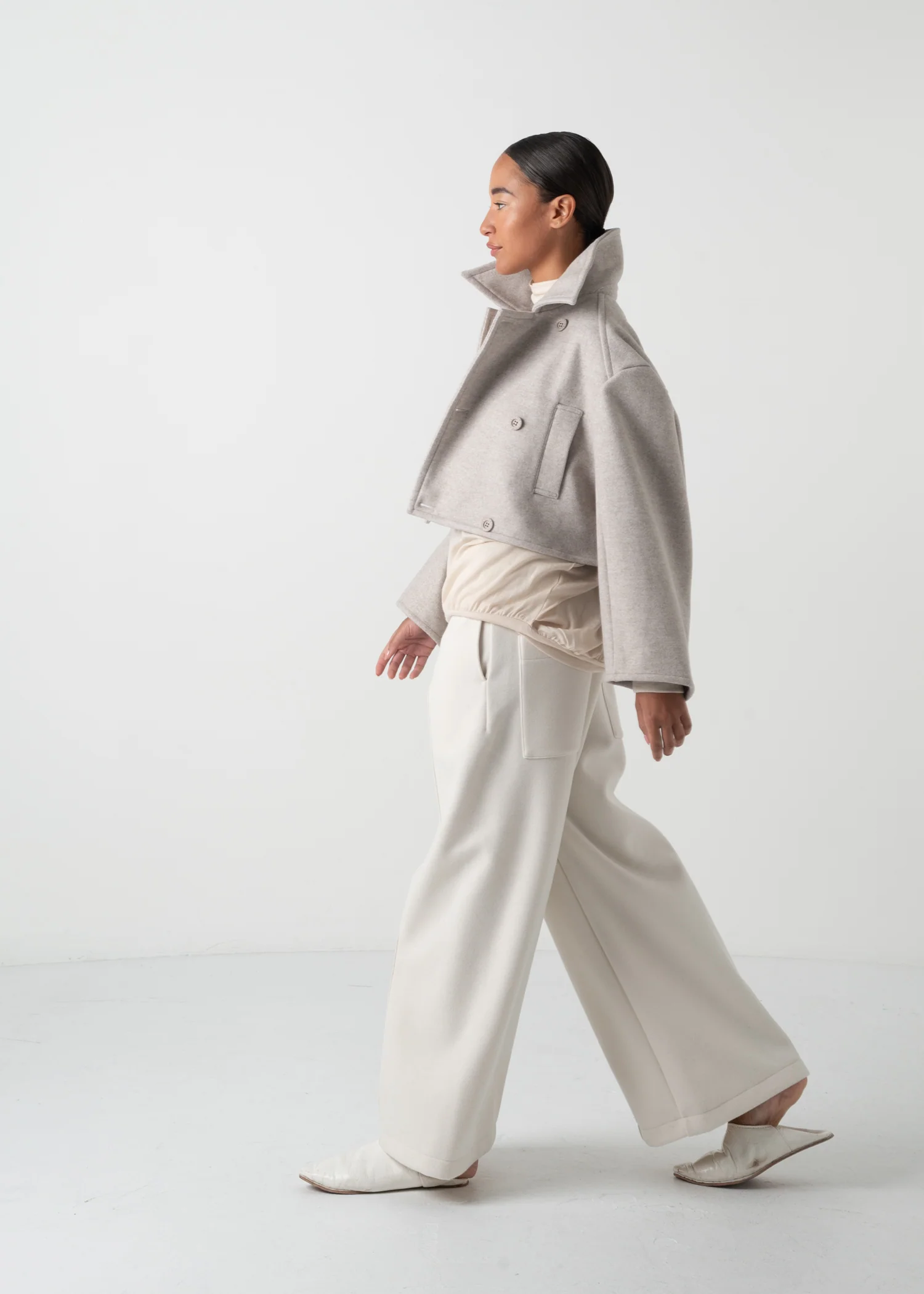 29 KAIYA SHORT PEA COAT / DOUBLE FACE WOOLLET - C11 - Image 19