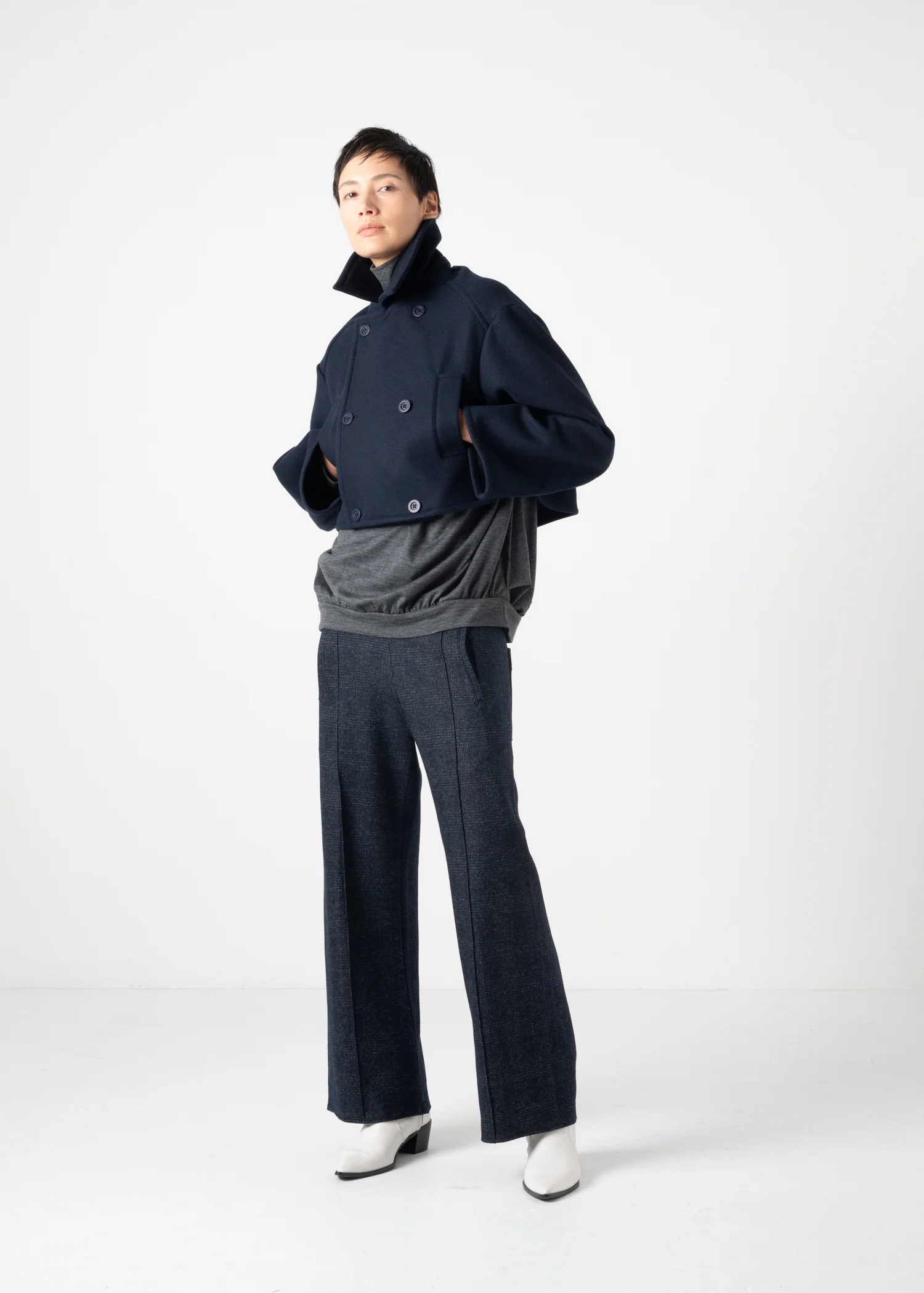 29 KAIYA SHORT PEA COAT / DOUBLE FACE WOOLLET - C11 - Image 24