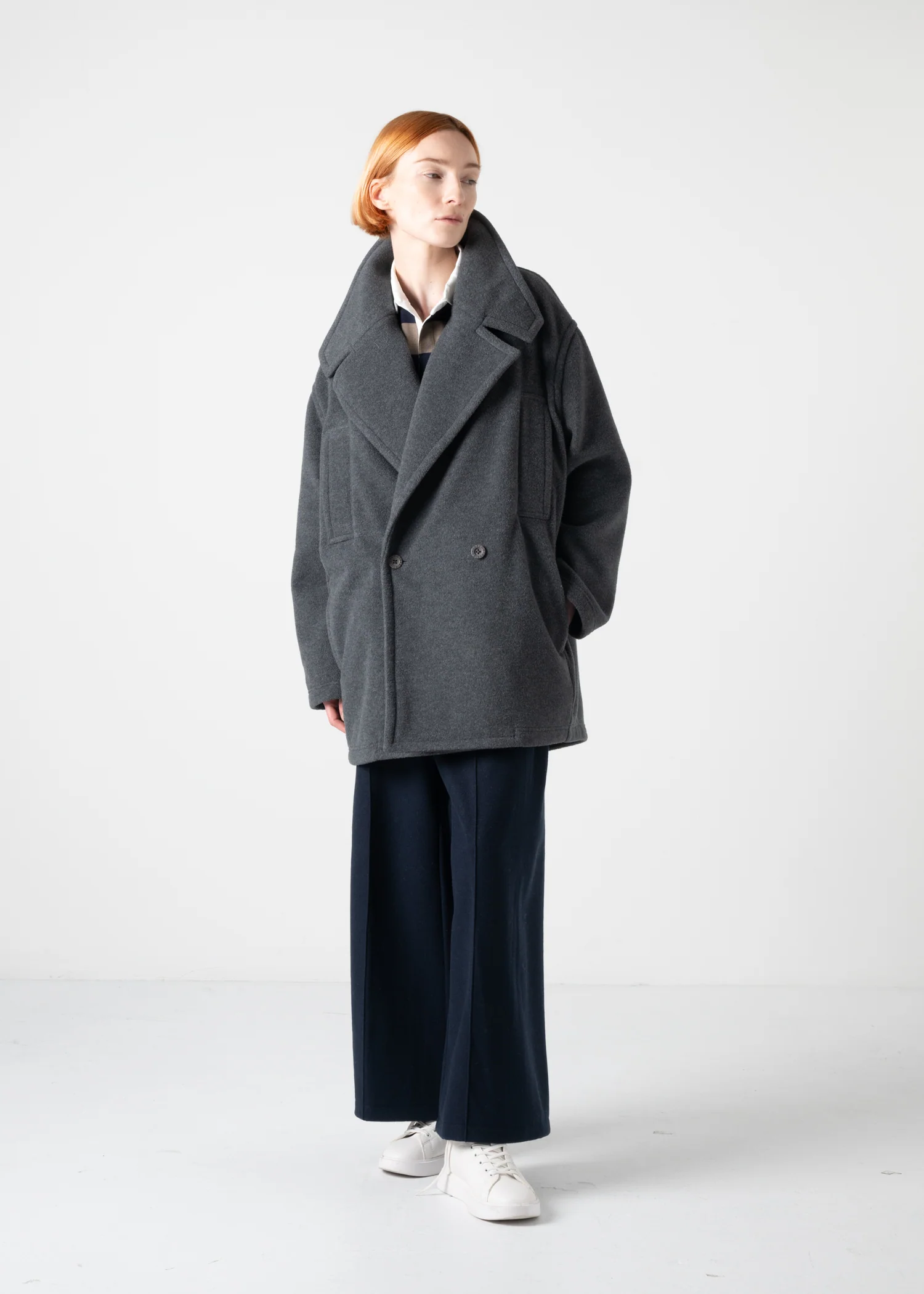 49 KARTER PEA COAT / LIGHT WEIGHT BRUSHED DOUBLE JERSEY - C11 - Image 16