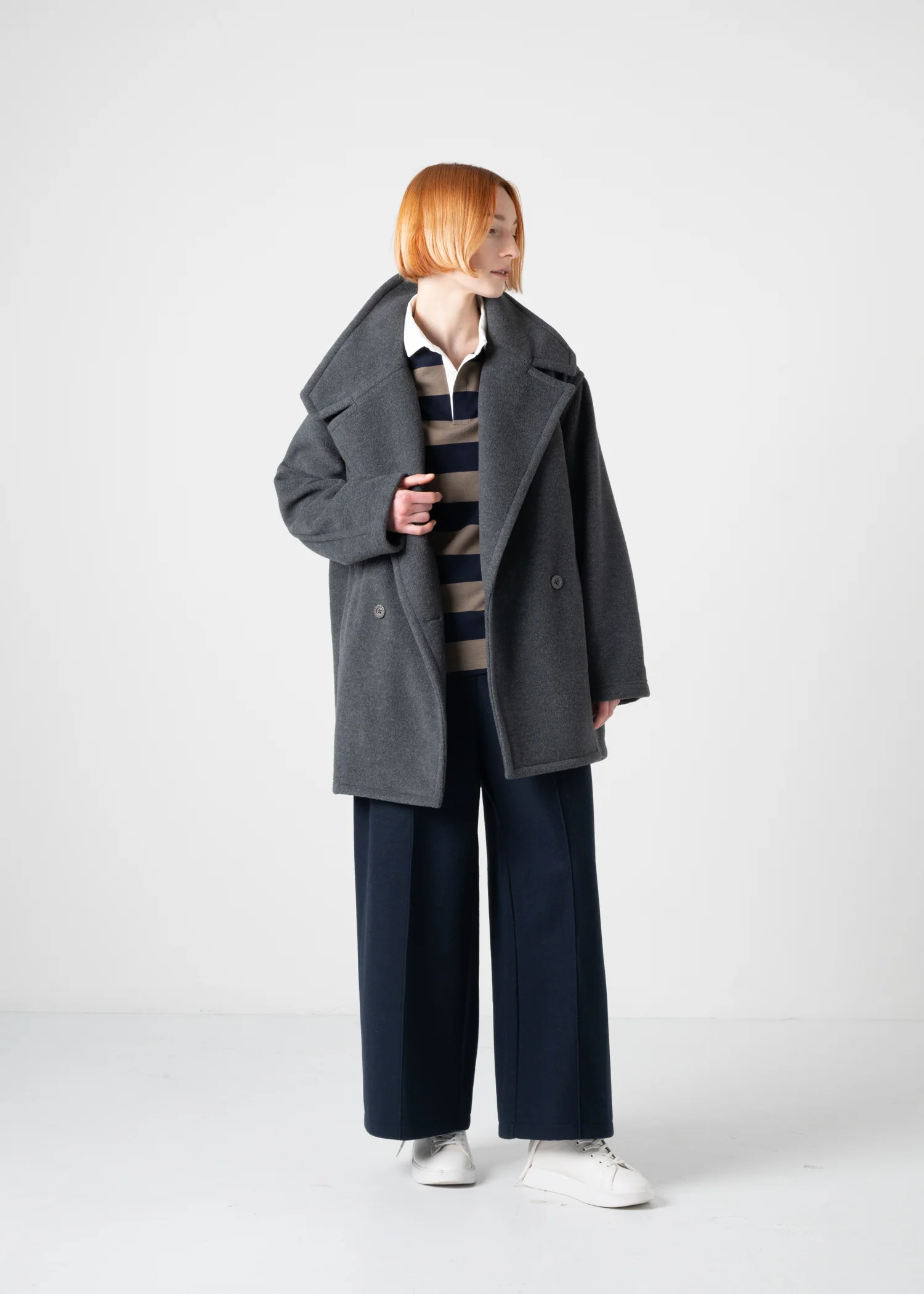 49 KARTER PEA COAT / LIGHT WEIGHT BRUSHED DOUBLE JERSEY - C11 - Image 17