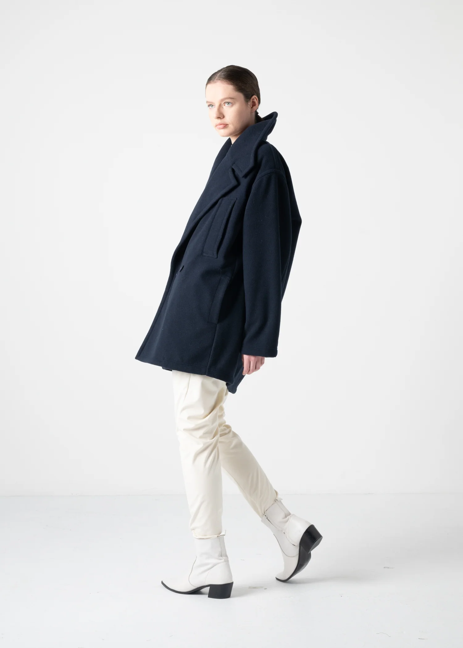 49 KARTER PEA COAT / LIGHT WEIGHT BRUSHED DOUBLE JERSEY - C11 - Image 3