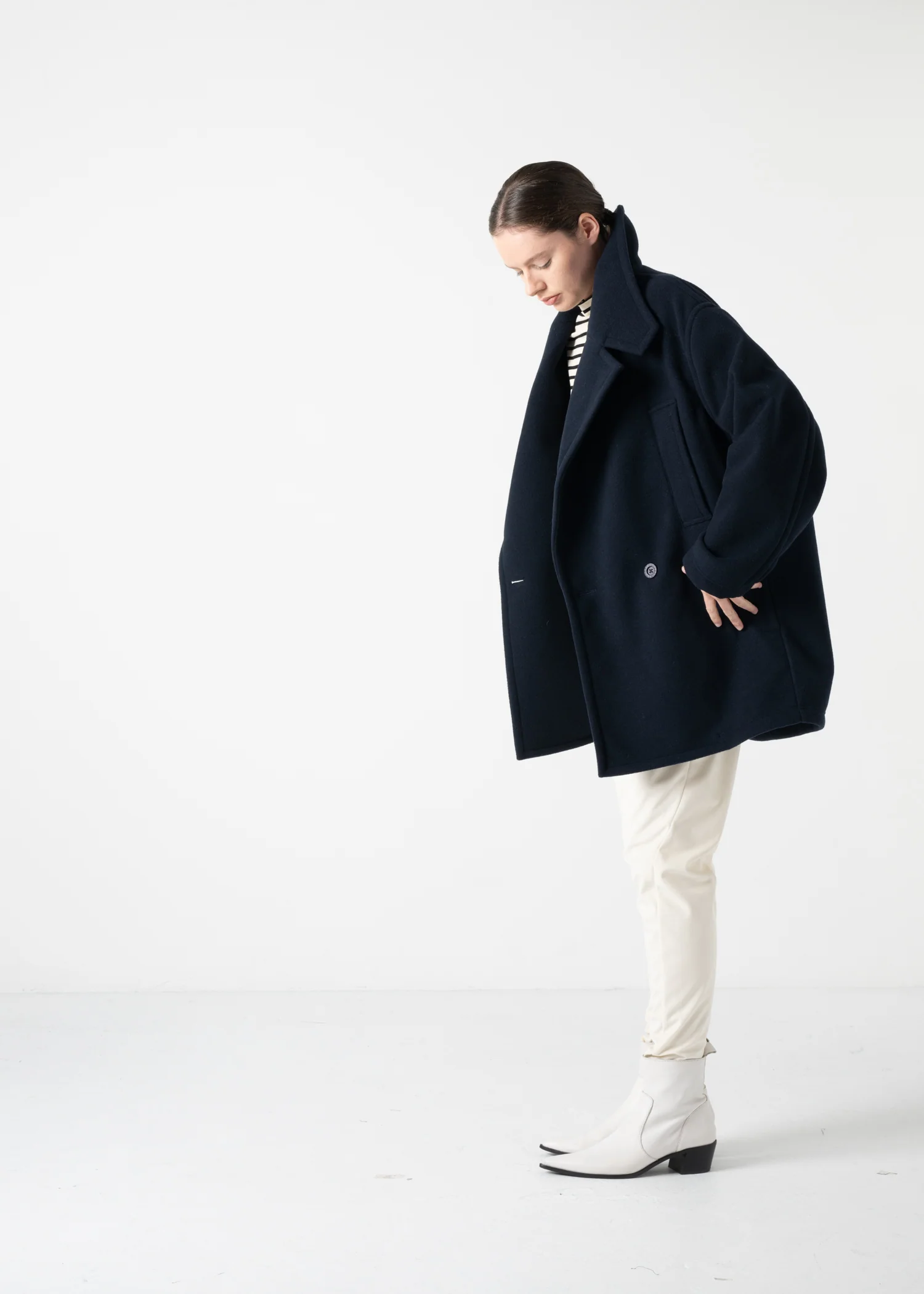 49 KARTER PEA COAT / LIGHT WEIGHT BRUSHED DOUBLE JERSEY - C11 - Image 4