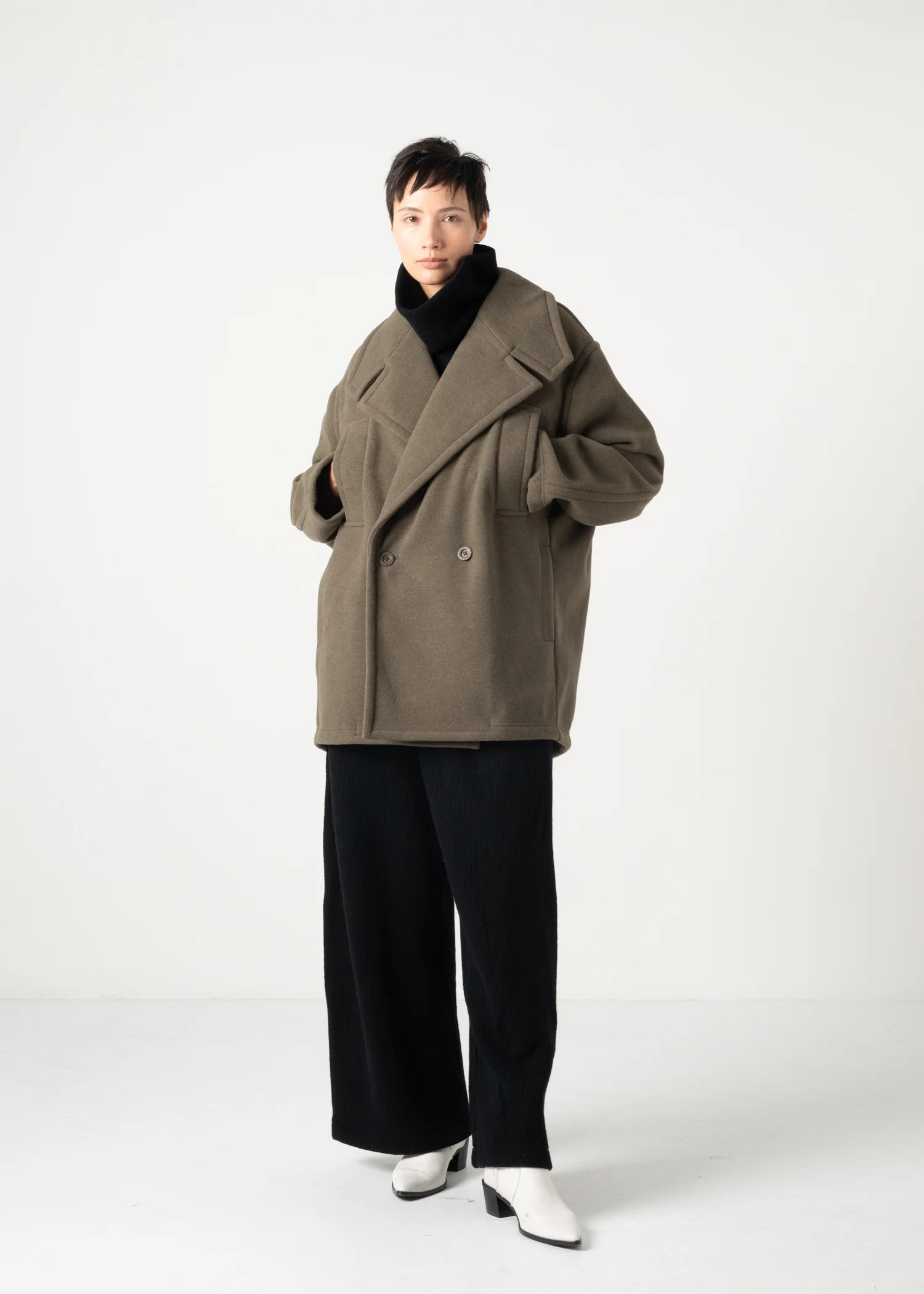 49 KARTER PEA COAT / LIGHT WEIGHT BRUSHED DOUBLE JERSEY - C11 - Image 9