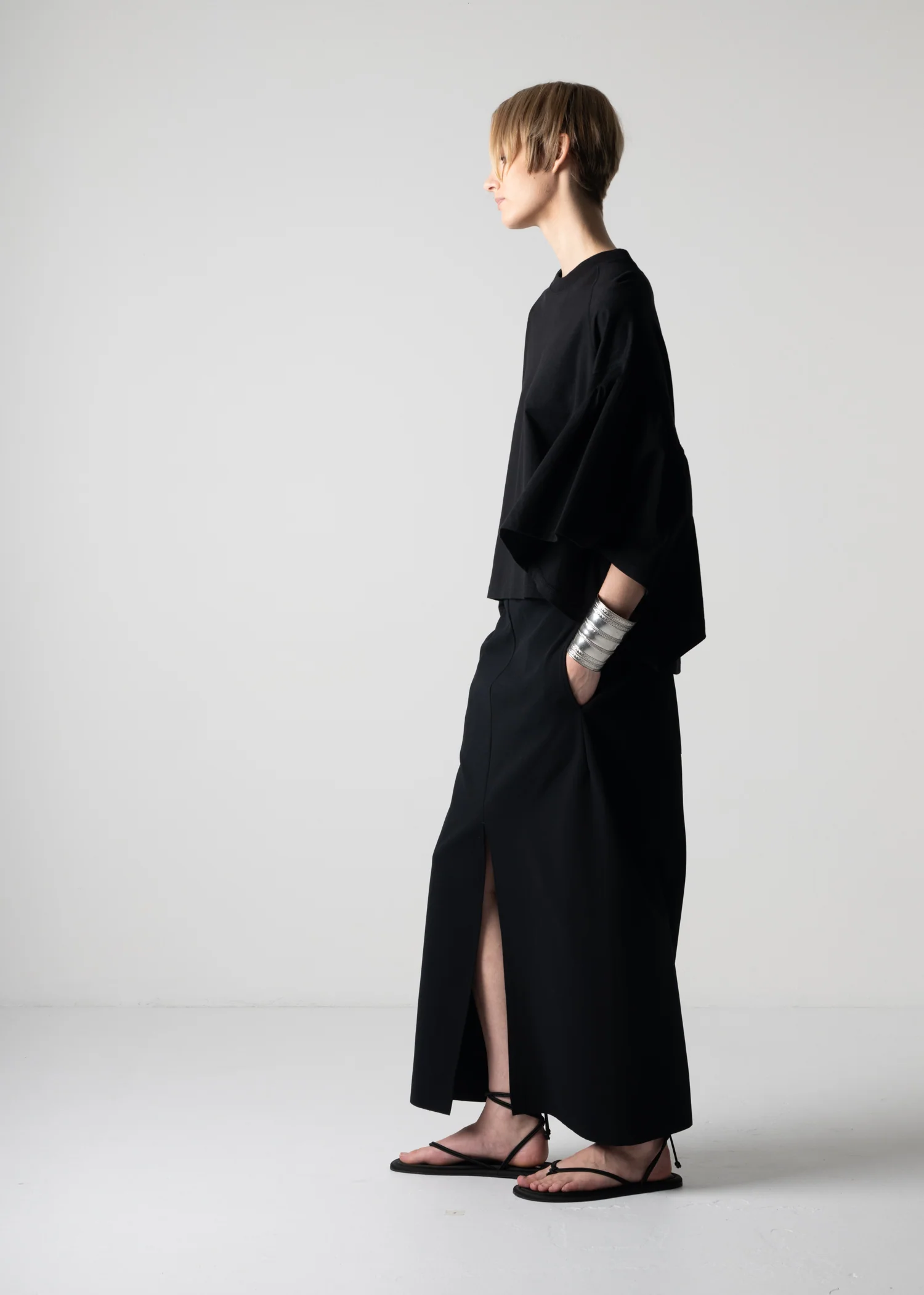 09 KATHLEEN FRONT SLIT SKIRT / HIGH TWISTED AMUNDSEN JERSEY - C12 - Image 10