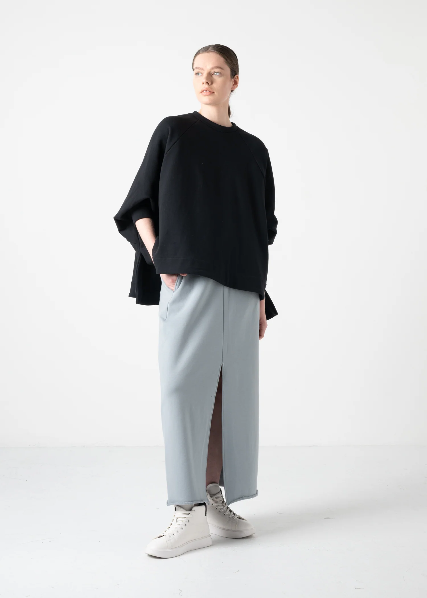 12 KATHLEEN FRONT SLIT SKIRT / SPONGY TERRY - C11 - Image 15