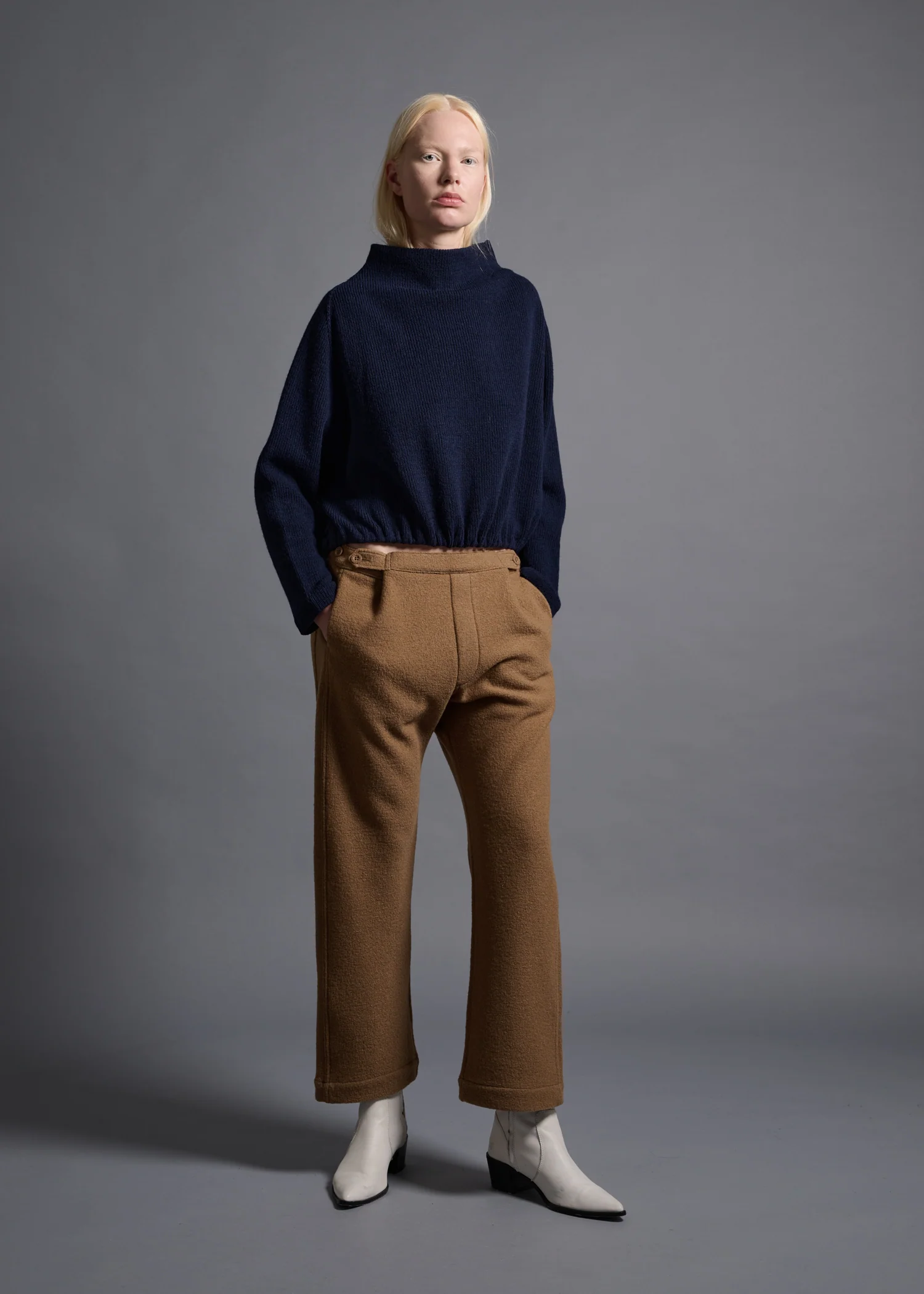 46 KORA BOTTLE NECK TOP / CHUNKY RIB JERSEY - C13 - Image 9