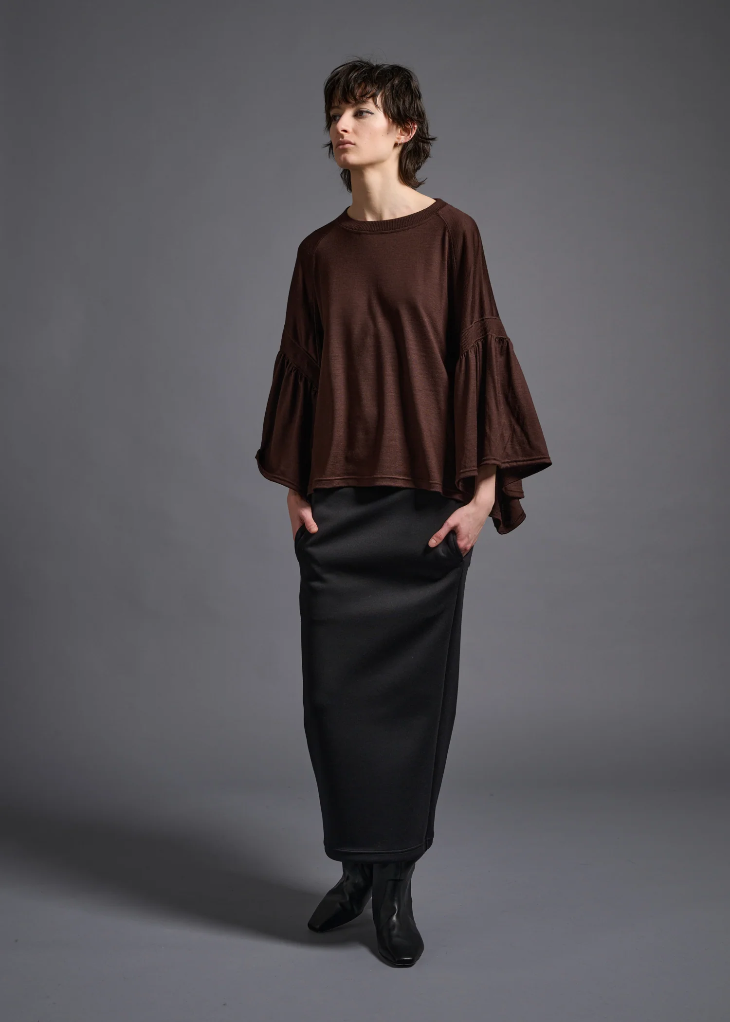 39 LAURA GATHERED SLV TOP / HIGH GAUGE PURE WOOL JERSEY - C13 - Image 10
