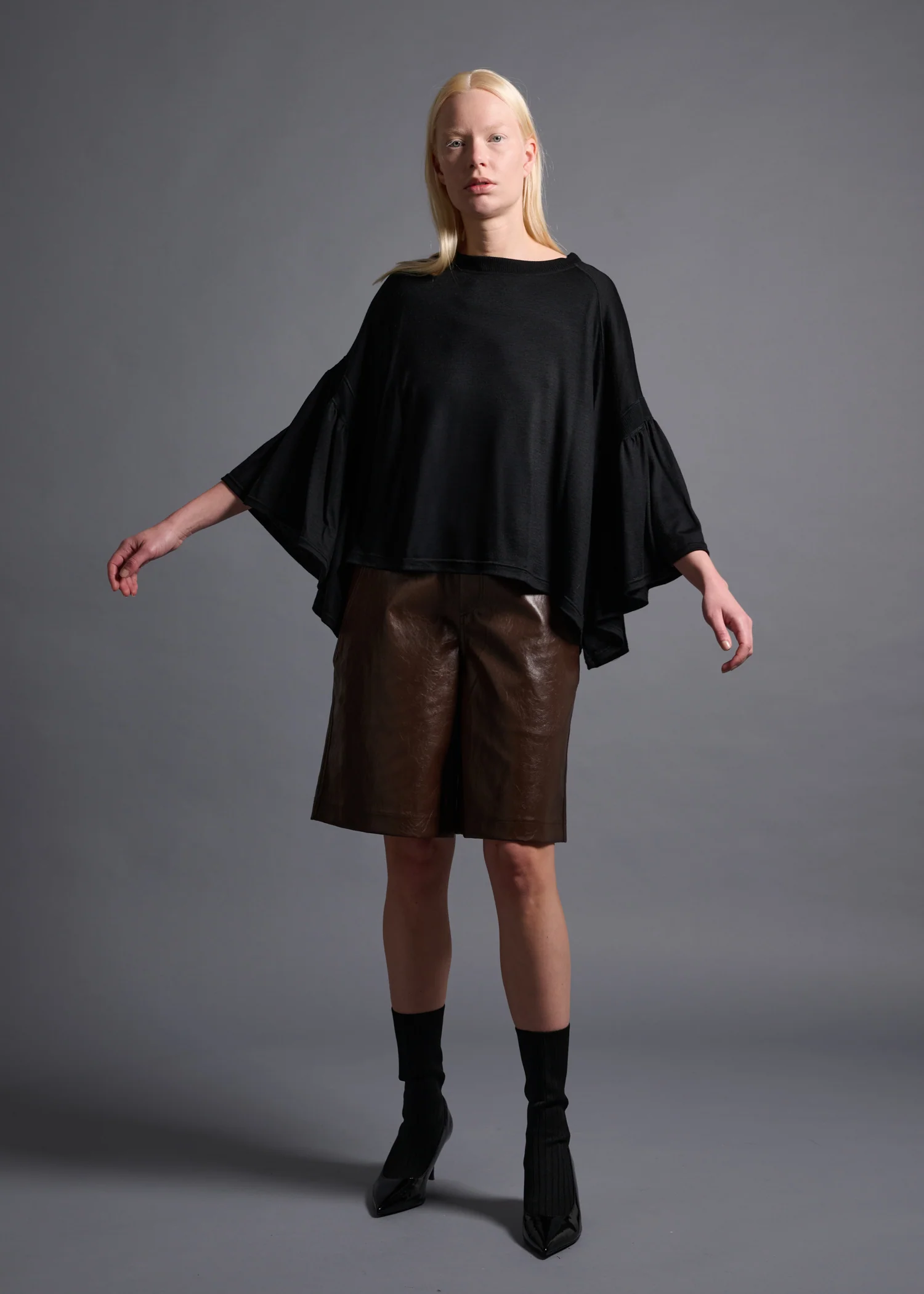 39 LAURA GATHERED SLV TOP / HIGH GAUGE PURE WOOL JERSEY - C13 - Image 13