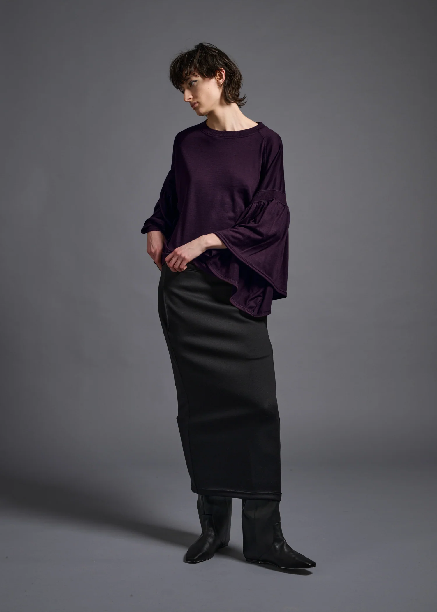 39 LAURA GATHERED SLV TOP / HIGH GAUGE PURE WOOL JERSEY - C13 - Image 17