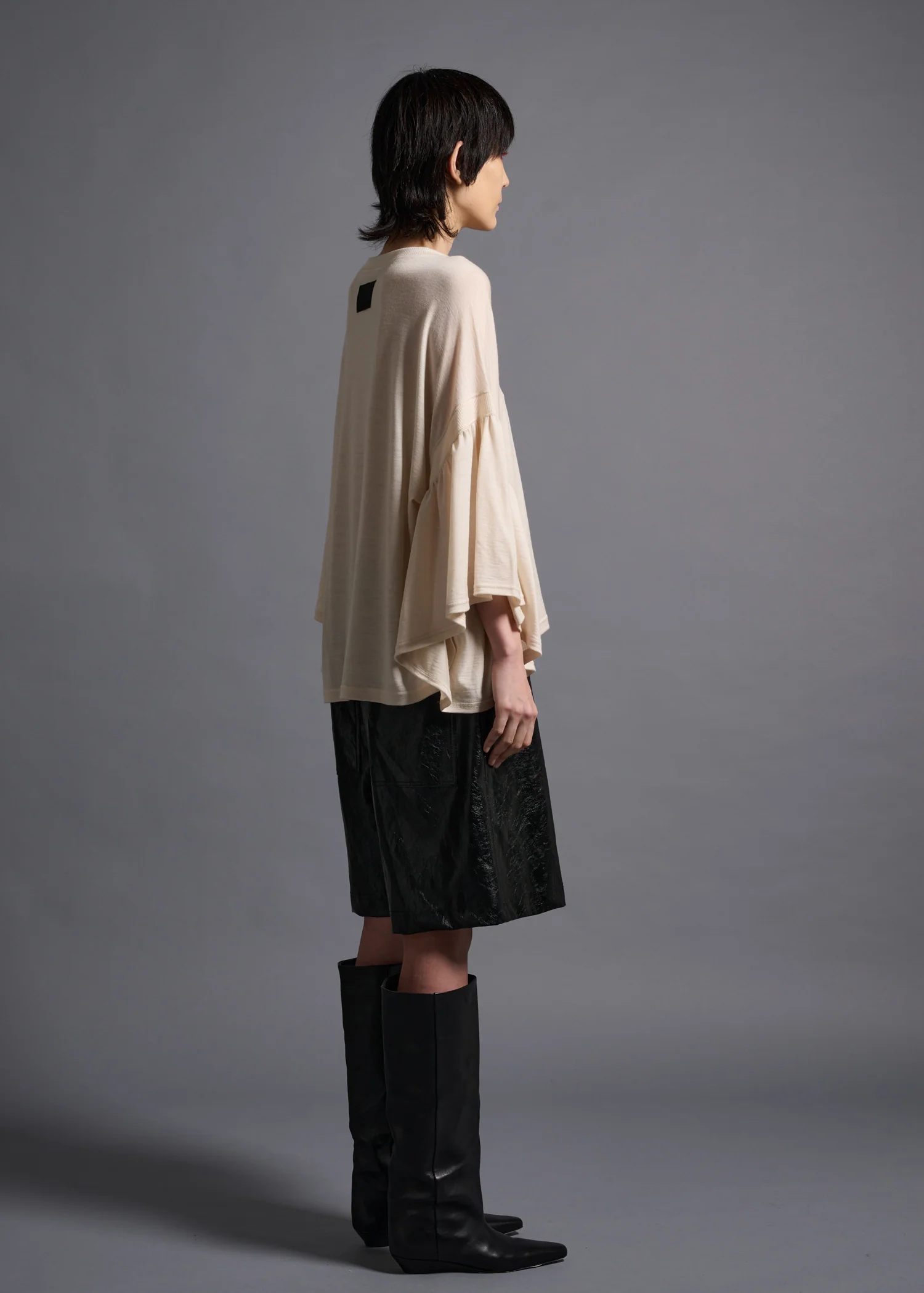 39 LAURA GATHERED SLV TOP / HIGH GAUGE PURE WOOL JERSEY - C13 - Image 6