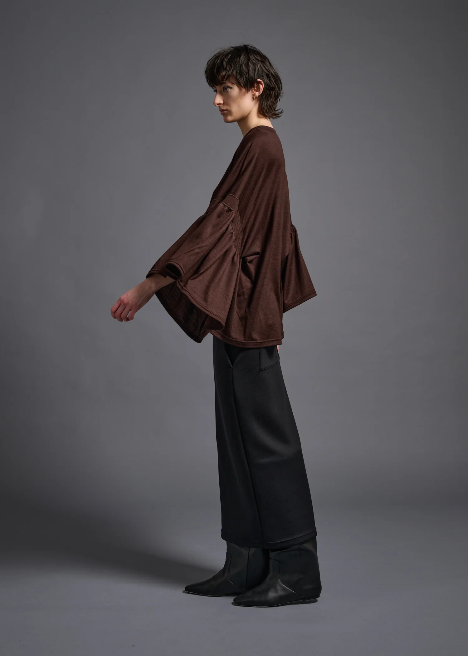 39 LAURA GATHERED SLV TOP / HIGH GAUGE PURE WOOL JERSEY - C13 - Image 9