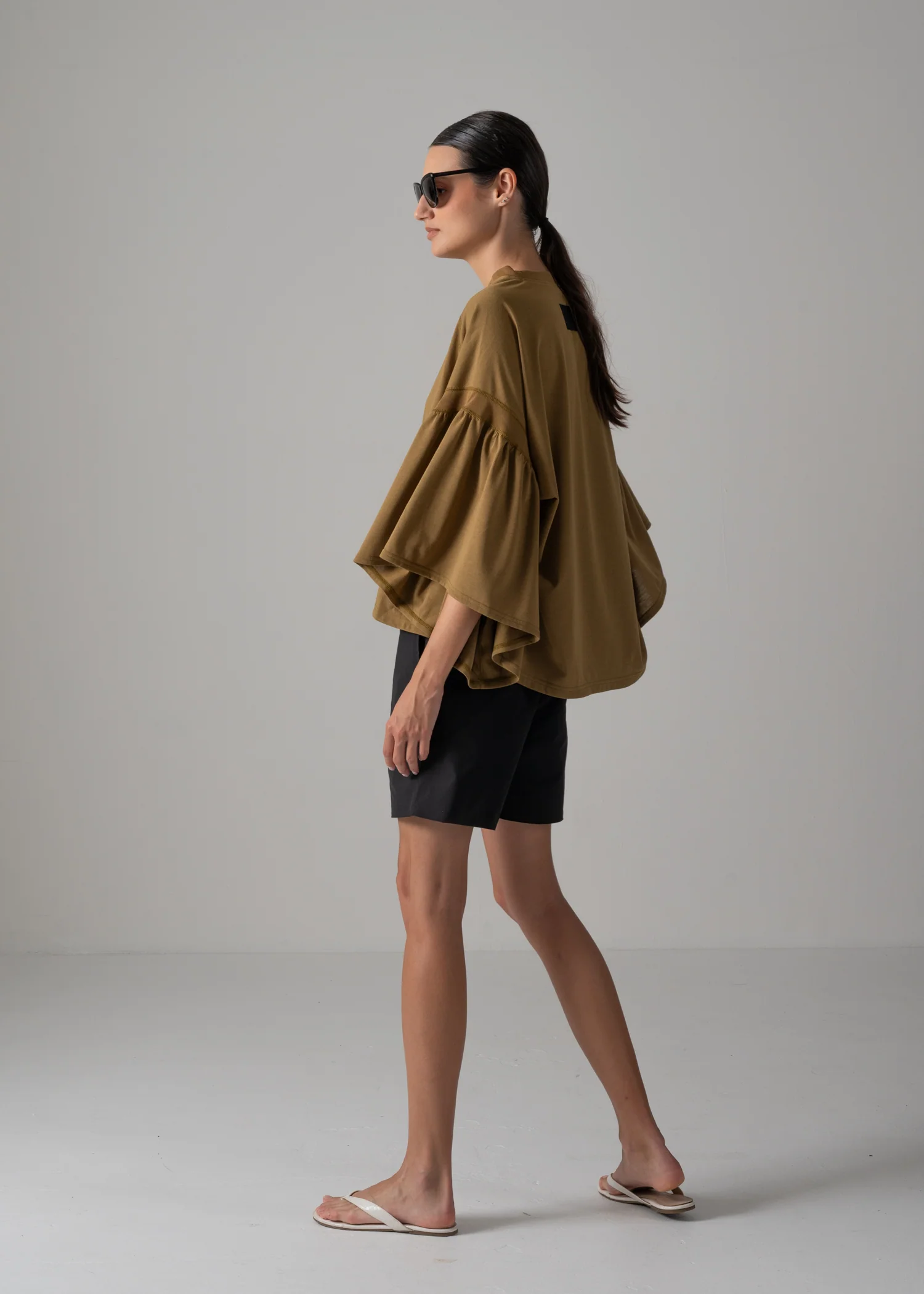 36 LAURA GATHERED SLV TOP / RECYCLED PE JERSEY - C14