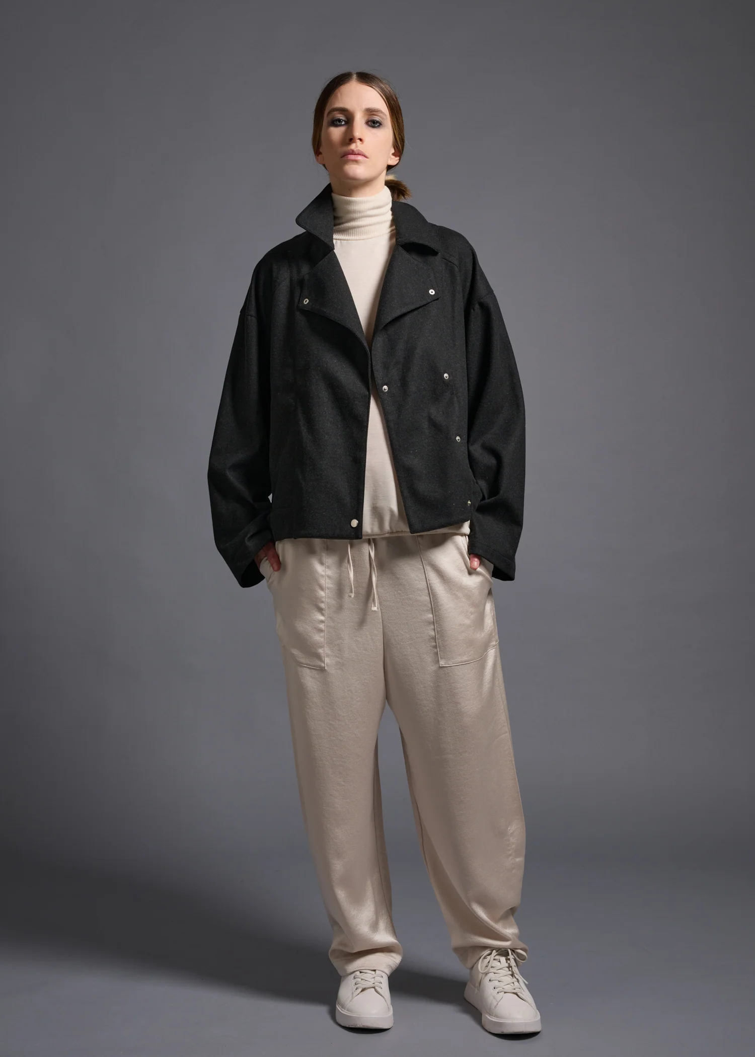 22 MACKENZIE OVERSIZED BIKER JACKET / SOFT FLANNEL JERSEY - C13 - Image 5