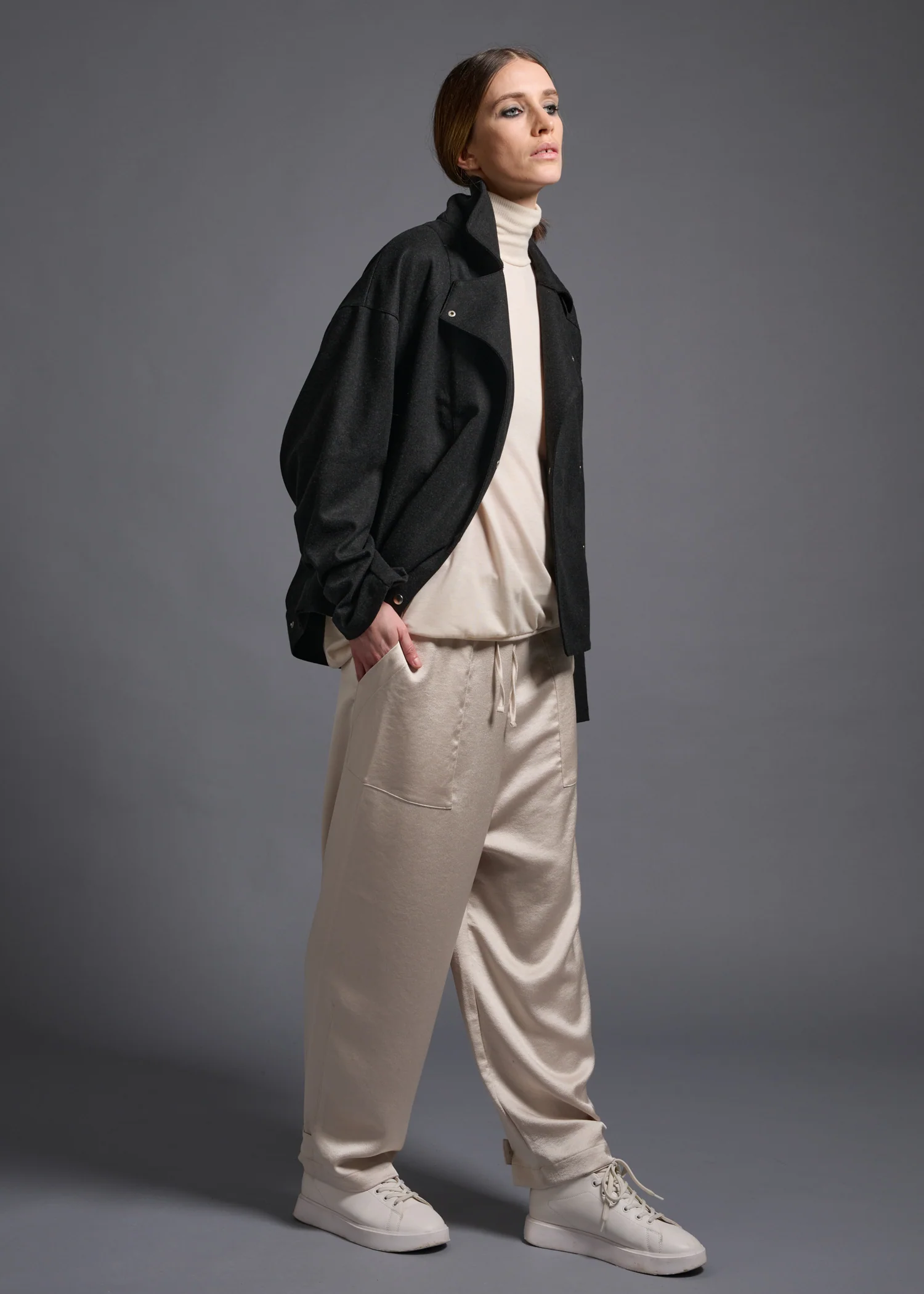 22 MACKENZIE OVERSIZED BIKER JACKET / SOFT FLANNEL JERSEY - C13 - Image 6