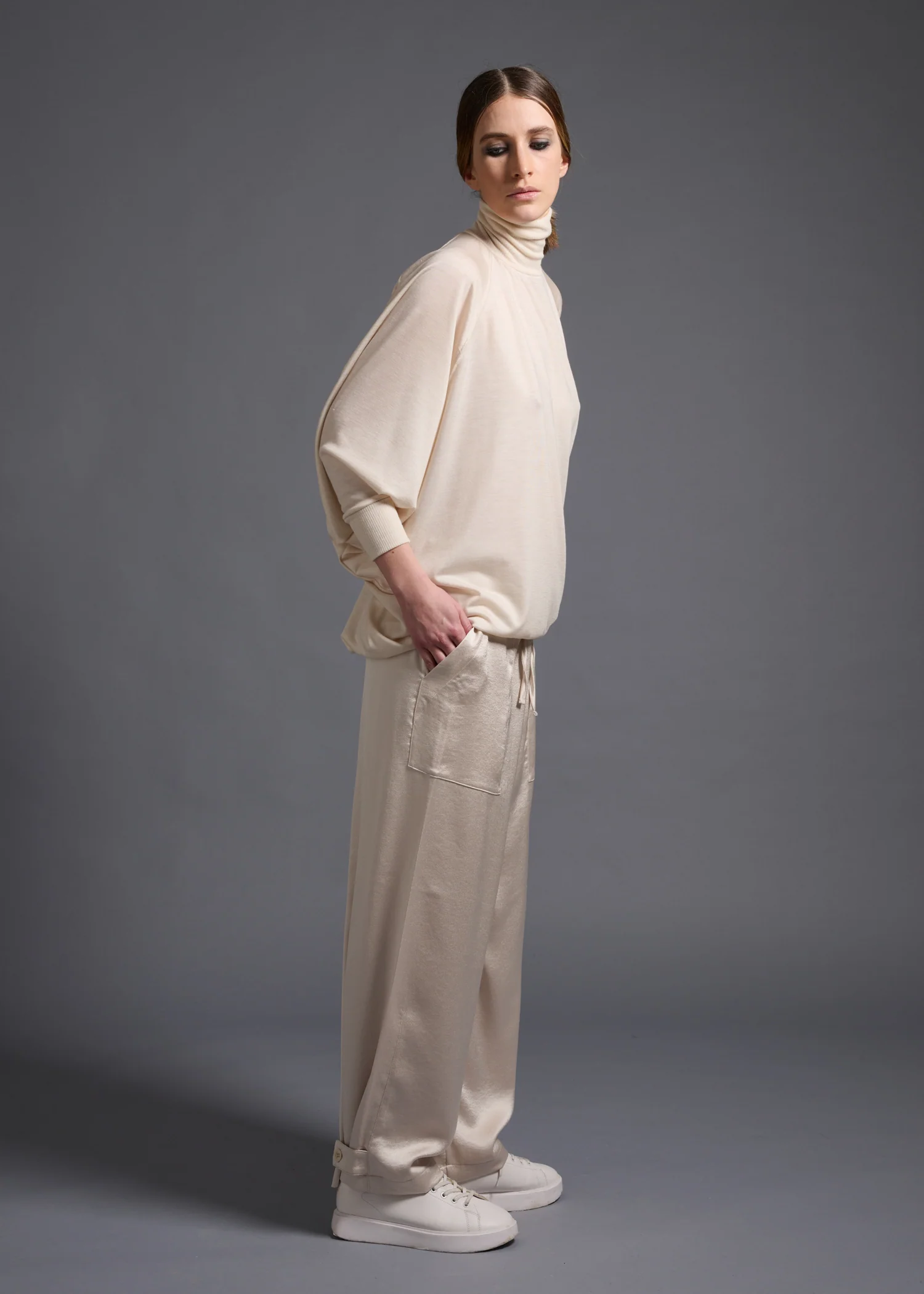 38 MATILDA POLLO NECK ABANICOS TOP / HIGH GAUGE PURE WOOL JERSEY - C13 - Image 10