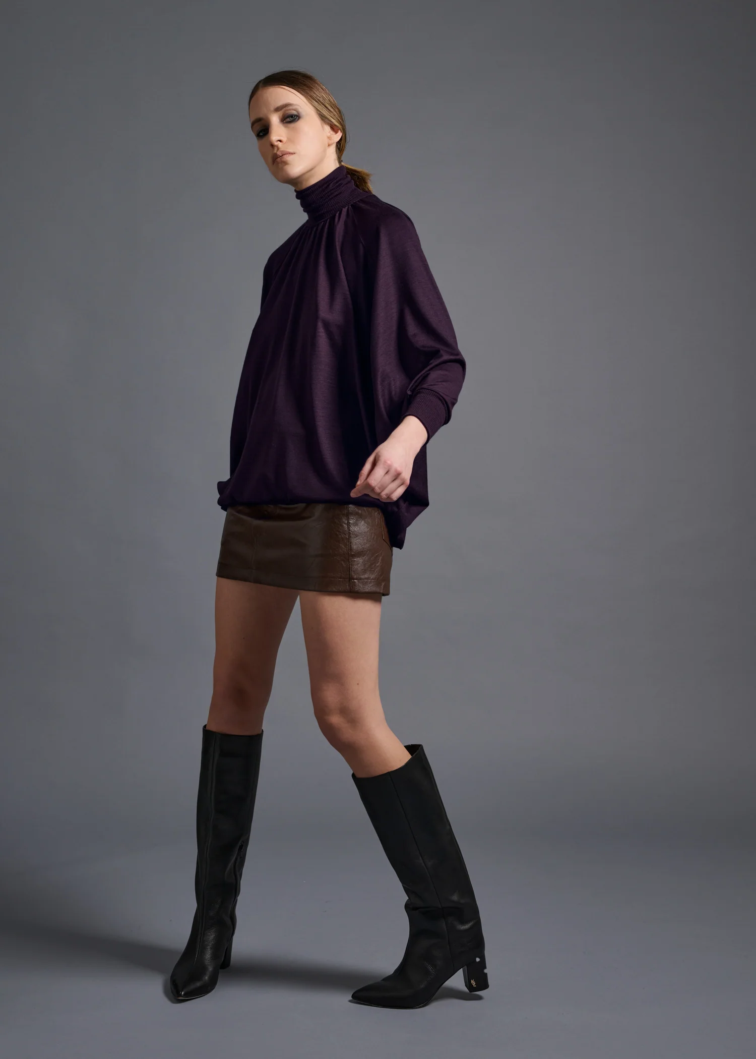 38 MATILDA POLLO NECK ABANICOS TOP / HIGH GAUGE PURE WOOL JERSEY - C13 - Image 17