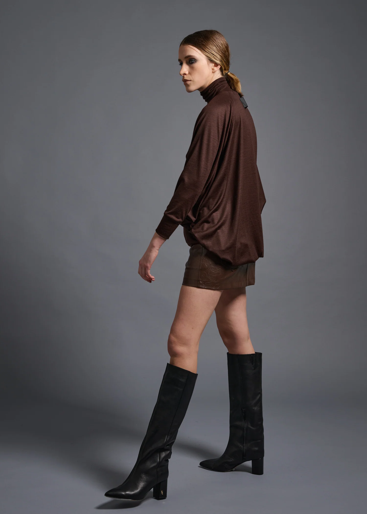 38 MATILDA POLLO NECK ABANICOS TOP / HIGH GAUGE PURE WOOL JERSEY - C13 - Image 2