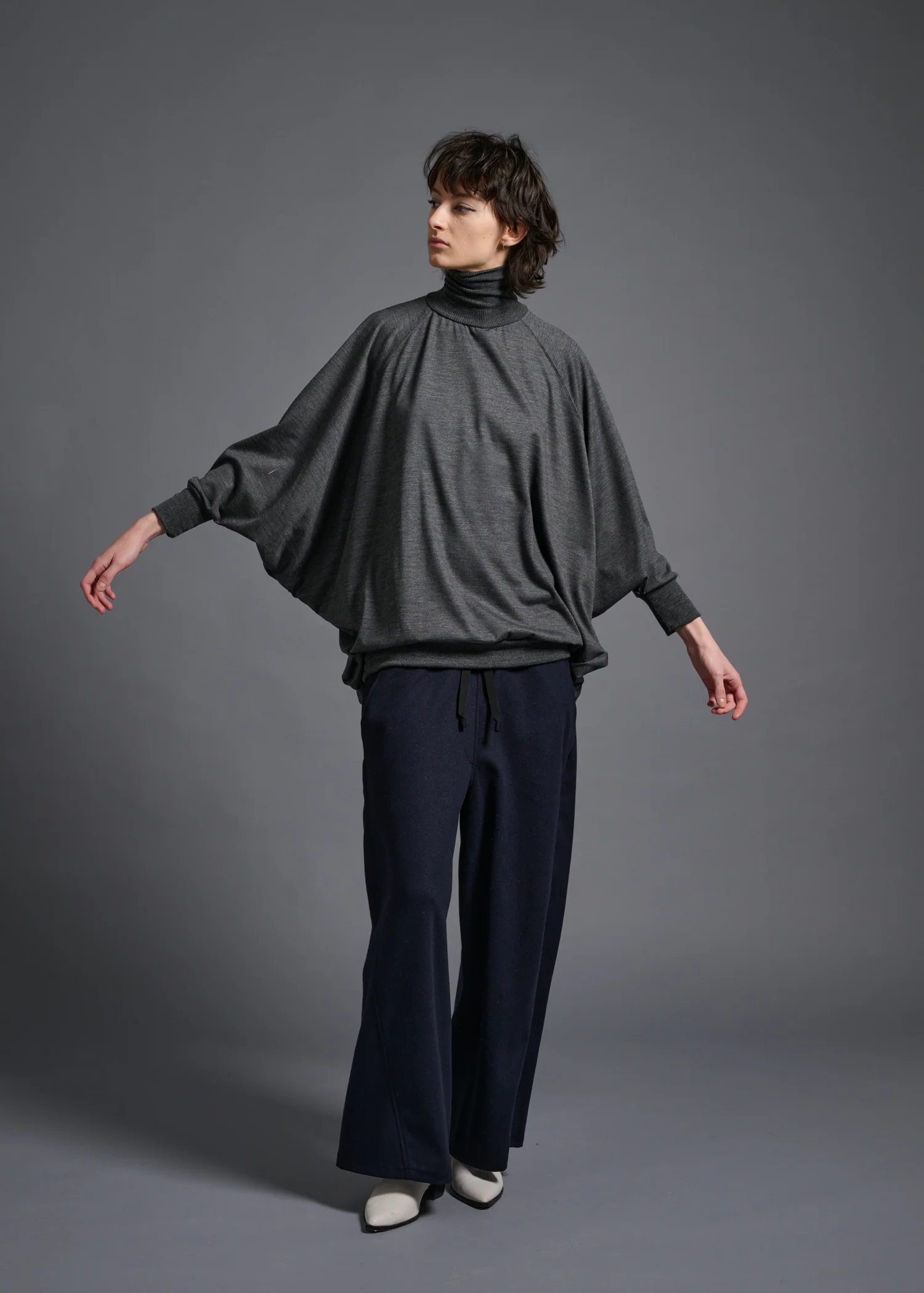 38 MATILDA POLLO NECK ABANICOS TOP / HIGH GAUGE PURE WOOL JERSEY - C13 - Image 5