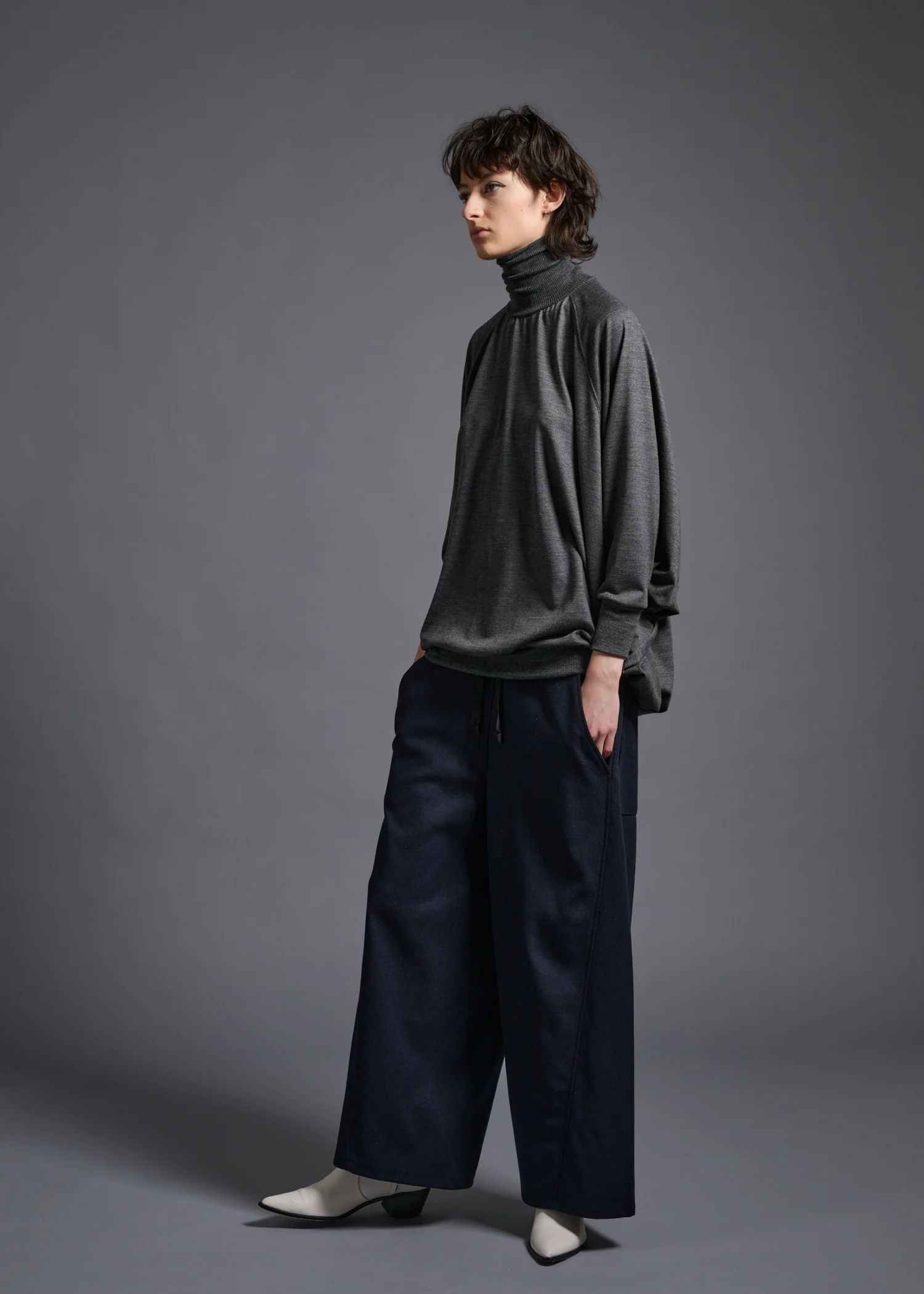 38 MATILDA POLLO NECK ABANICOS TOP / HIGH GAUGE PURE WOOL JERSEY - C13 - Image 6