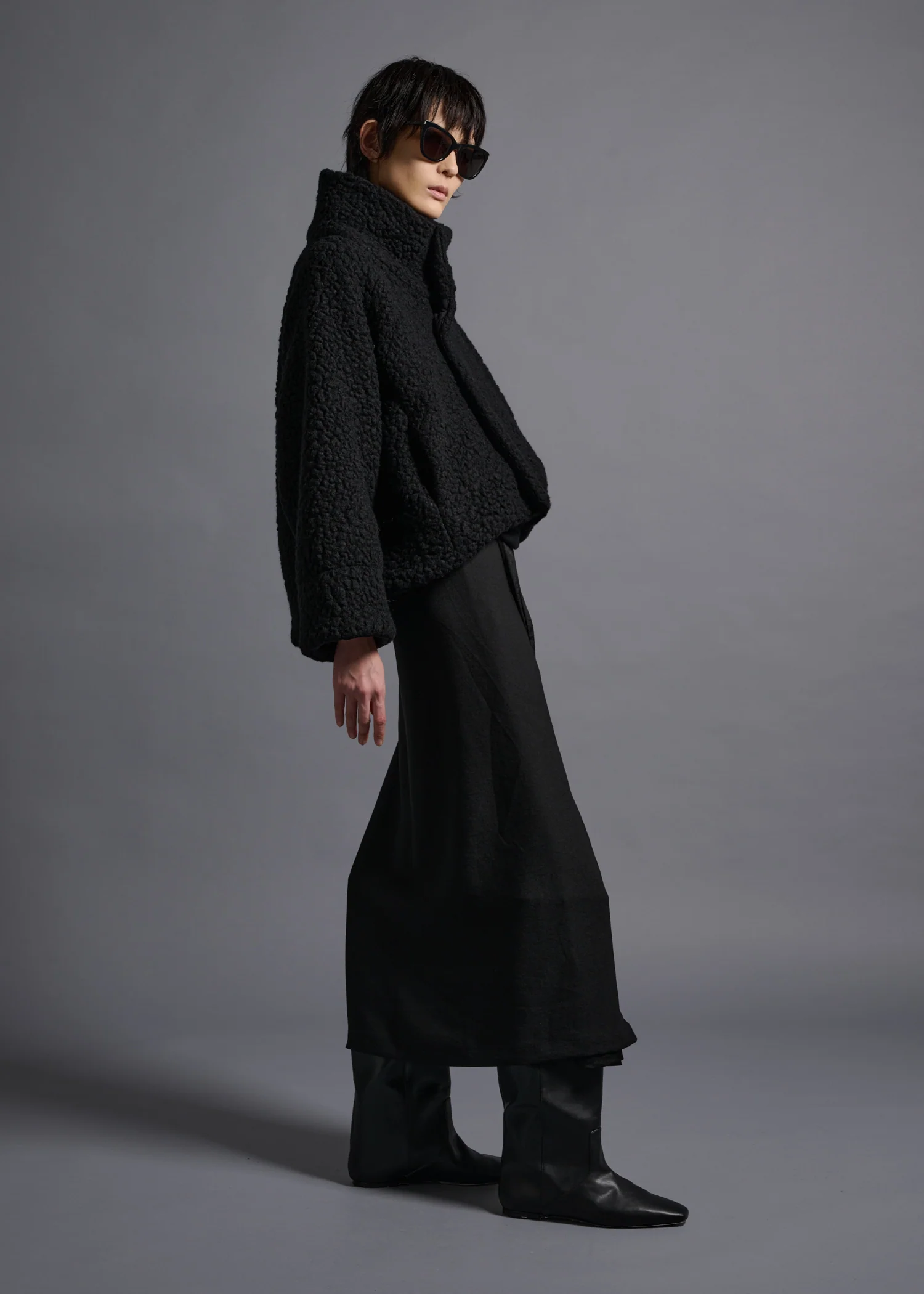 59 MILAN STAND COLLAR BLOUSON / WOOL AIRY LIGHT BOUCLE JERSEY - C13 - Image 3