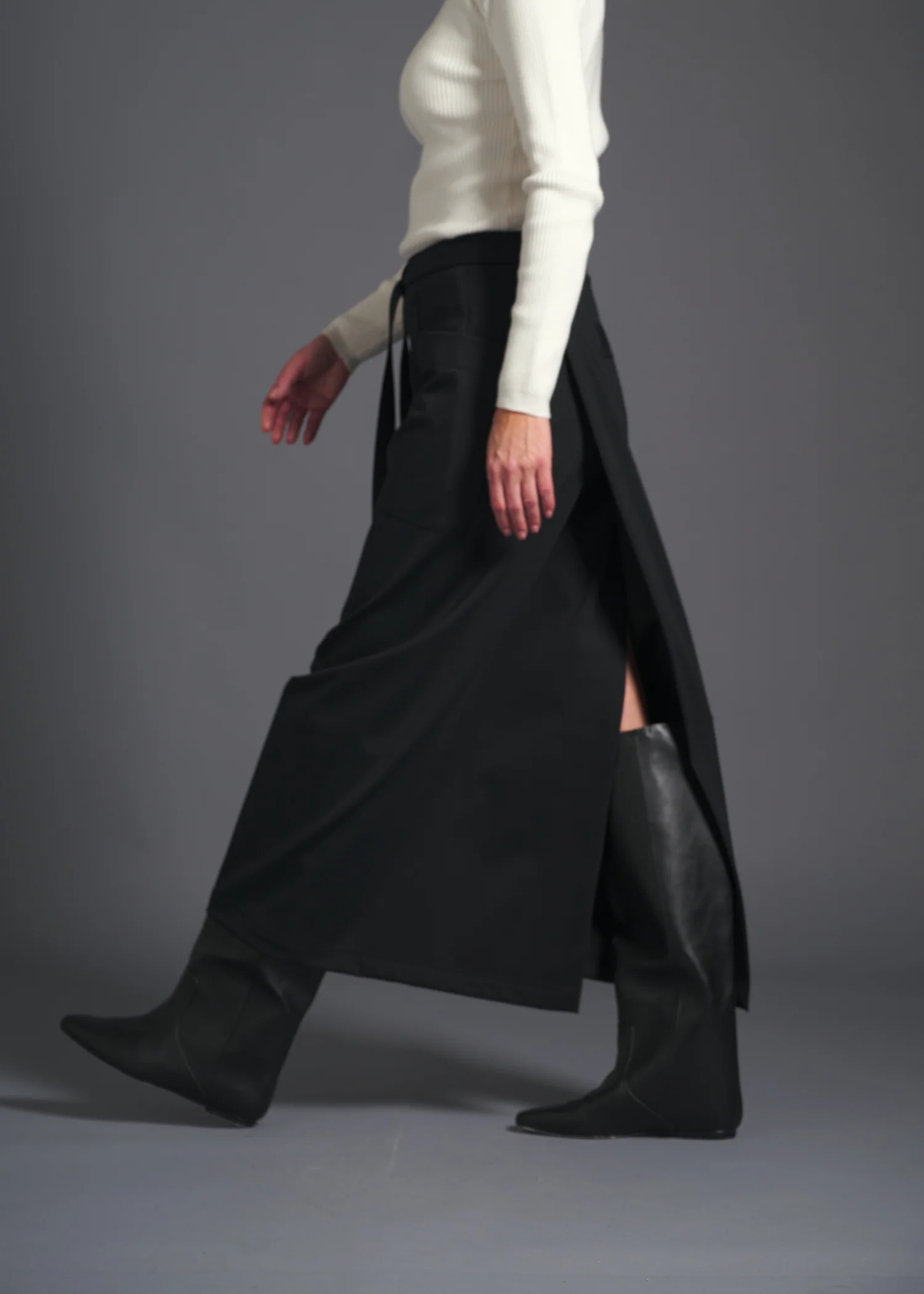 12 MIRANDA WRAP SKIRT / DOUBLE FACE SUITING - C13 - Image 3