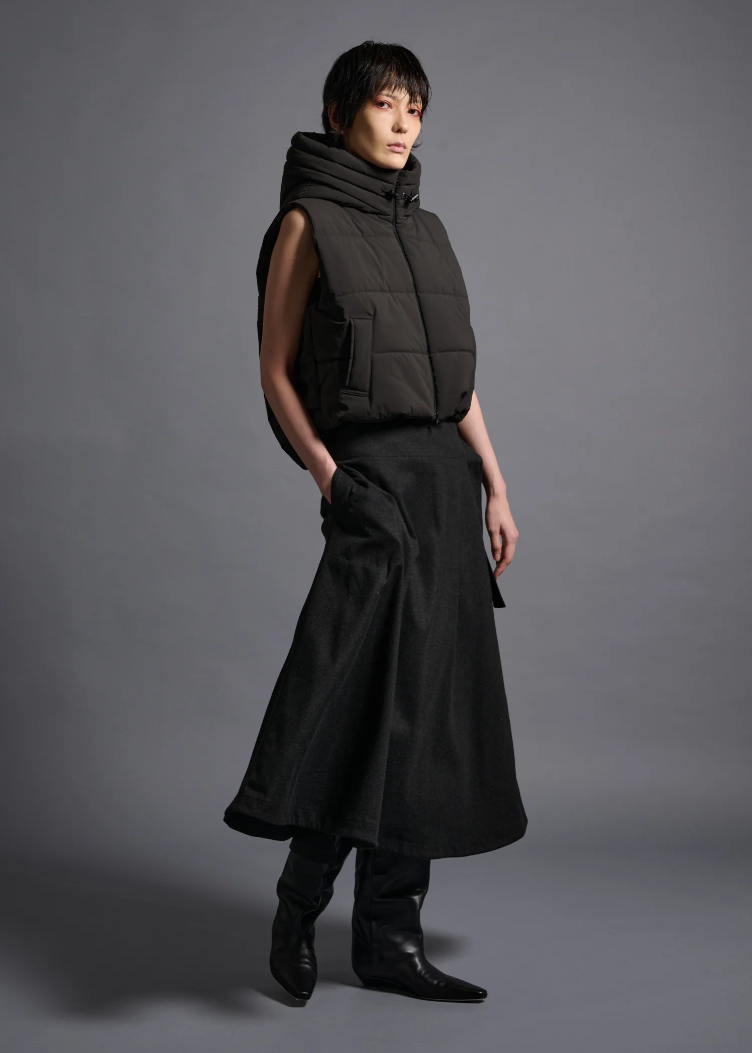 02 MORGAN HOODY CROPPED VEST / NY DRY WASH - C13 - Image 2