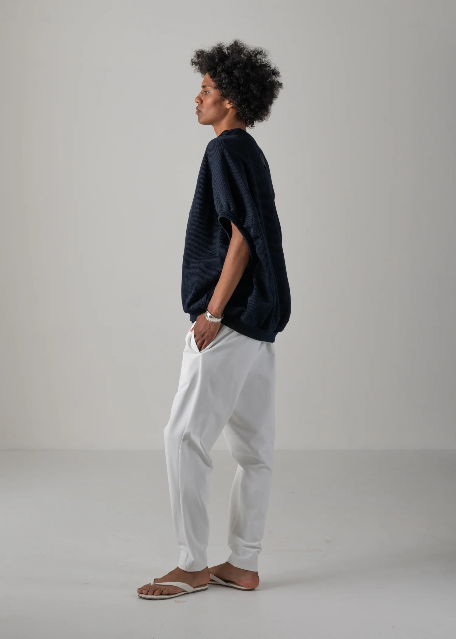25 NEELA PUFF SLEEVE CARDIGAN / HI-LO GAUGE KNIT-LIKE JERSEY - C14 - Image 10