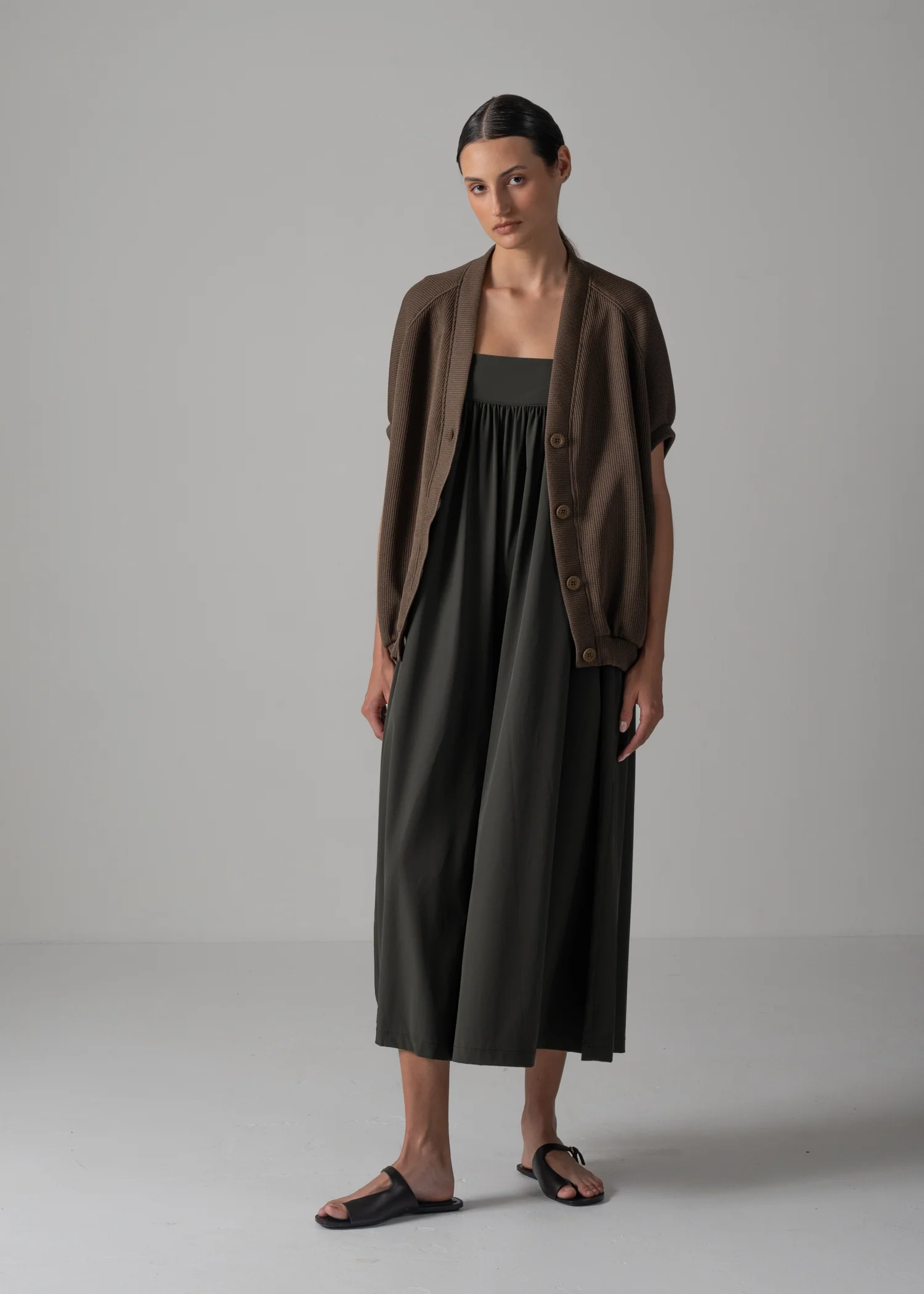 25 NEELA PUFF SLEEVE CARDIGAN / HI-LO GAUGE KNIT-LIKE JERSEY - C14 - Image 5
