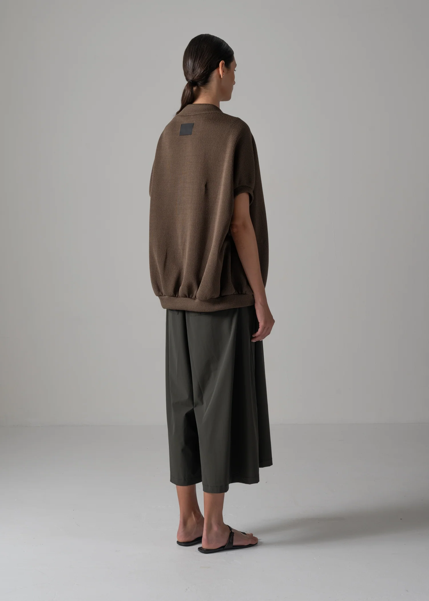 25 NEELA PUFF SLEEVE CARDIGAN / HI-LO GAUGE KNIT-LIKE JERSEY - C14 - Image 7