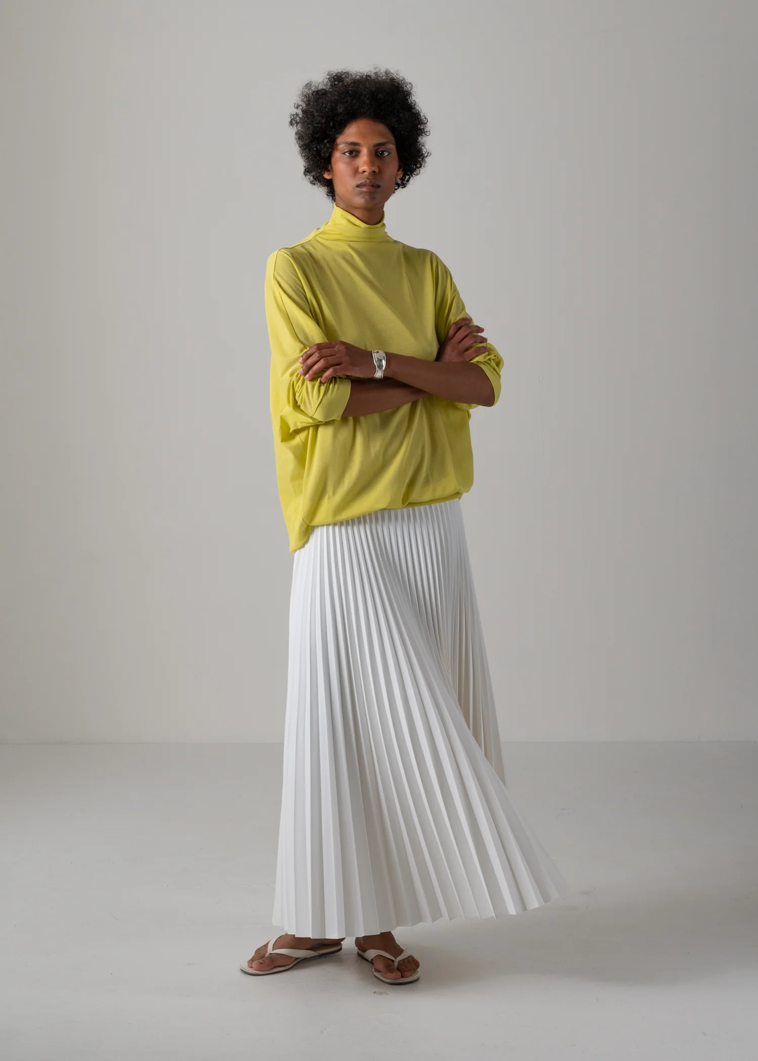 13 NESSA ACCORDION PLEATED SKIRT / OPAQUE TWILL - C14 - Image 4