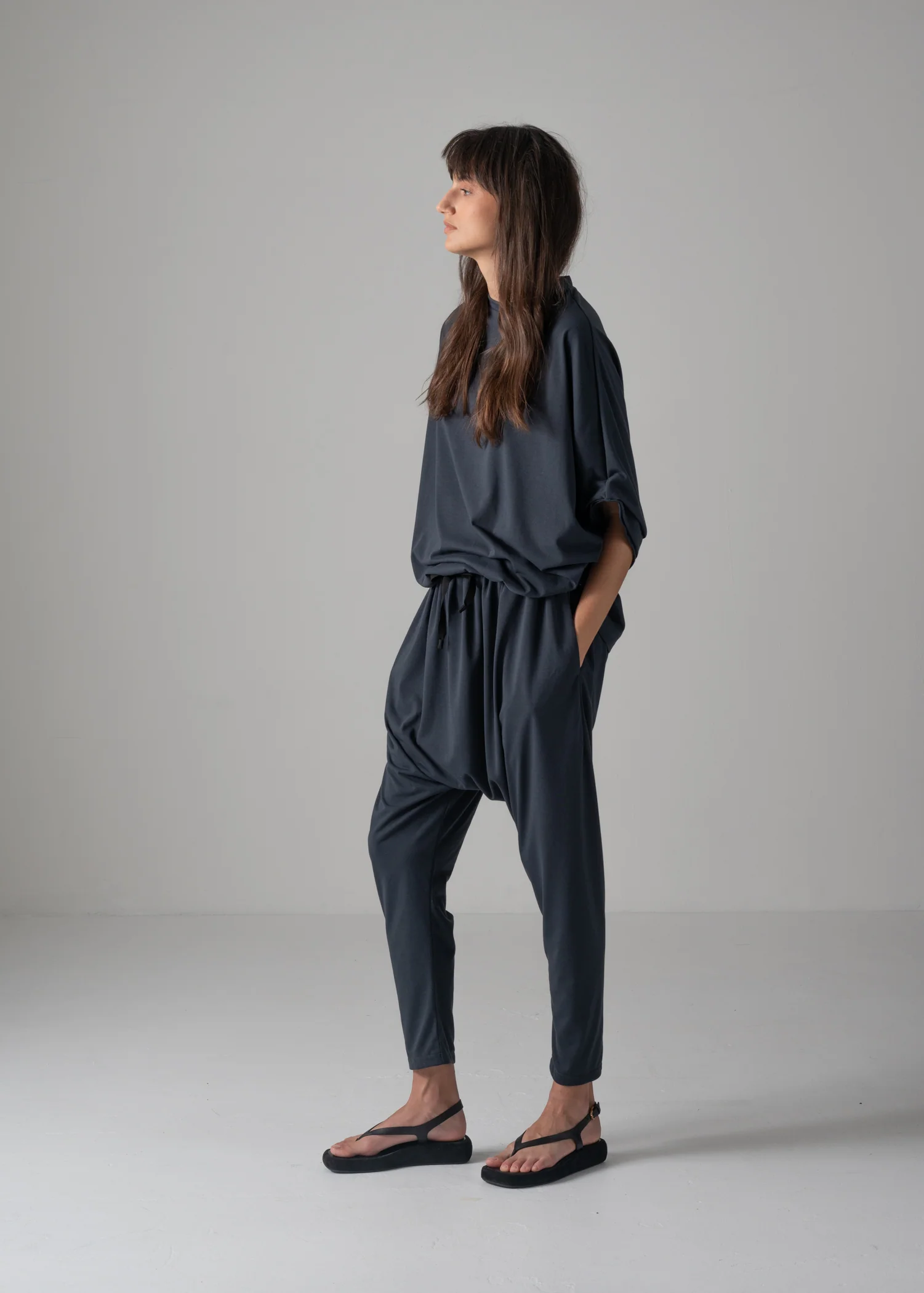 38 NUBIA TUCKED SLEEVE JUMPSUIT / RECYCLED PE JERSEY - C14 - Image 5