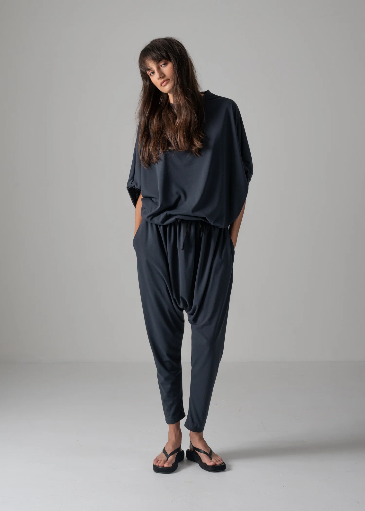 38 NUBIA TUCKED SLEEVE JUMPSUIT / RECYCLED PE JERSEY - C14 - Image 6