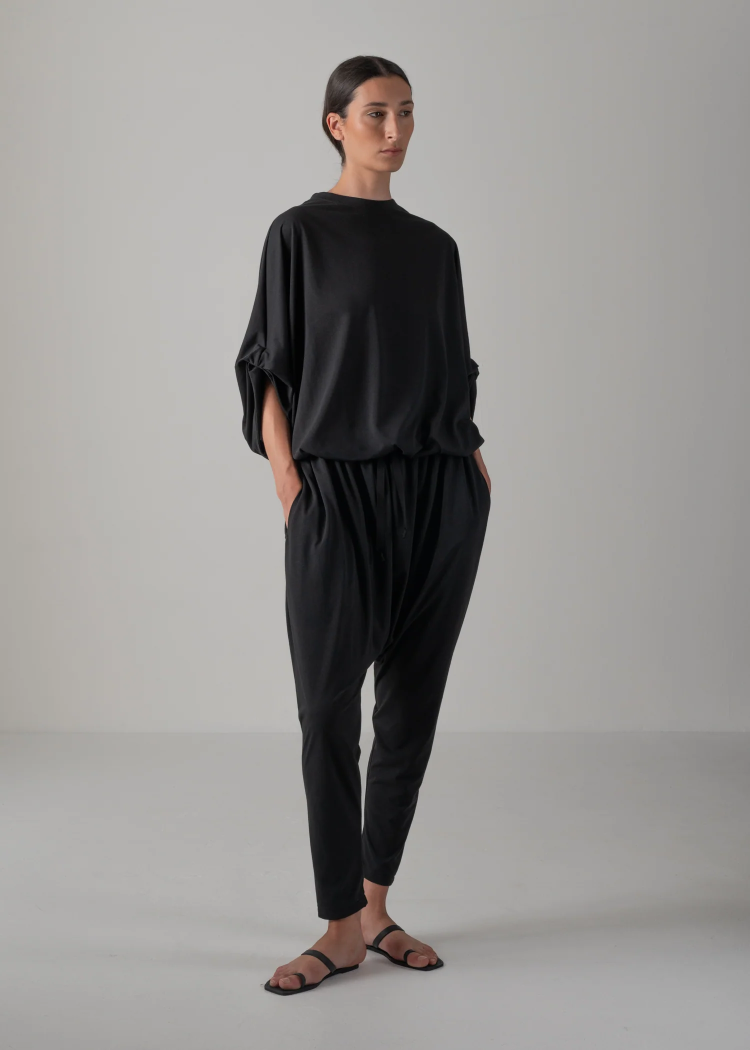 38 NUBIA TUCKED SLEEVE JUMPSUIT / RECYCLED PE JERSEY - C14 - Image 9
